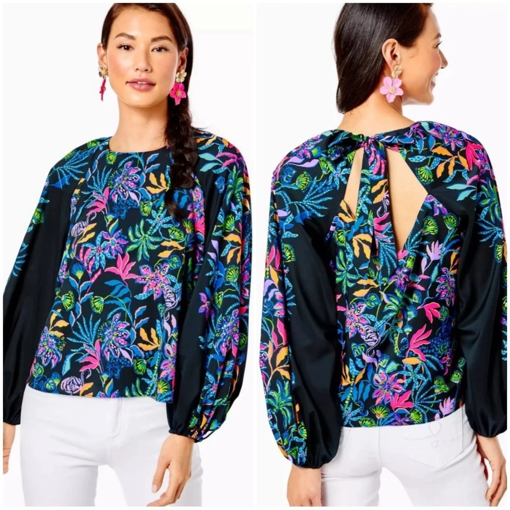 NWT Lilly Pulitzer Imani Long Sleeve Paradise Glow Top Blouse Size XS